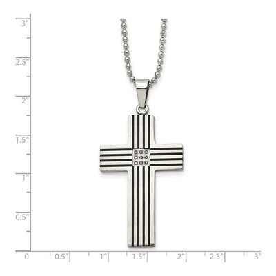 Black Stainless Steel 1/20 ct tw Diamond Cross Necklace – view 6