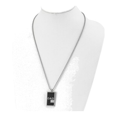 Black Stainless Steel CZ DAD Dog Tag Pendant Necklace – view 5
