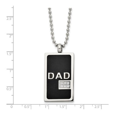 Black Stainless Steel CZ DAD Dog Tag Pendant Necklace – view 6