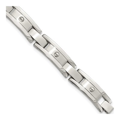 Stainless Steel Chisel Brushed And Polished 8.25 Inch Bracelet, Money Clip Key Ring Set – view 3