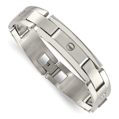 Stainless Steel Chisel Brushed And Polished 8.25 Inch Bracelet, Money Clip Key Ring Set – view 5