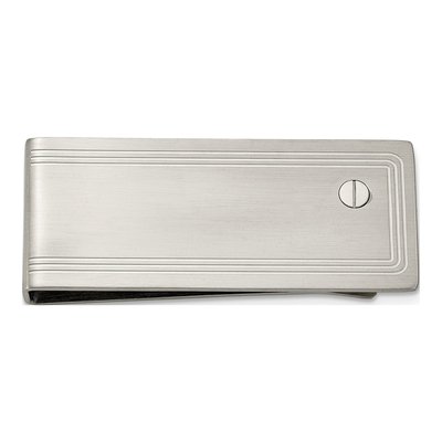 Stainless Steel Chisel Brushed And Polished 8.25 Inch Bracelet, Money Clip Key Ring Set – view 6