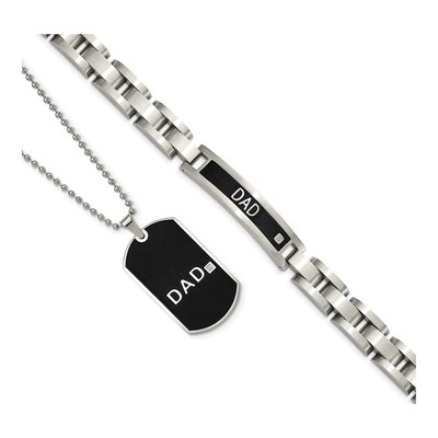 Men's Chisel Stainless Steel Black IP Dog Tag Set