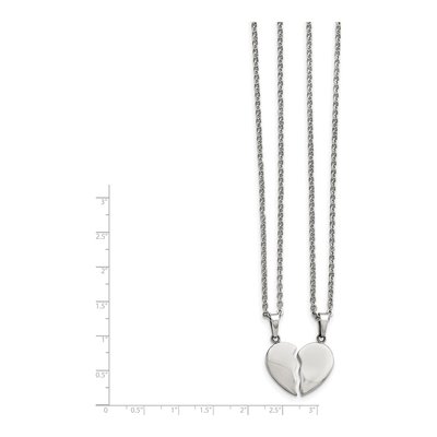 Stainless Steel Heart Pendant 2-Piece Necklace Set – view 4