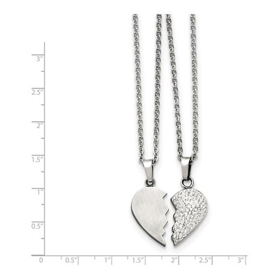 Steel Half Heart Set, 20" Necklaces – view 3