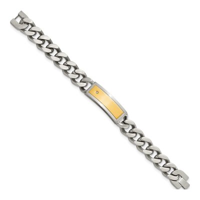 Men's Stainless Steel Yellow IP CZ Necklace & Bracelet Set – view 8