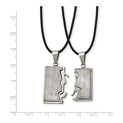 Stainless Steel CZ Love & Music Necklace Set, 20" – view 3