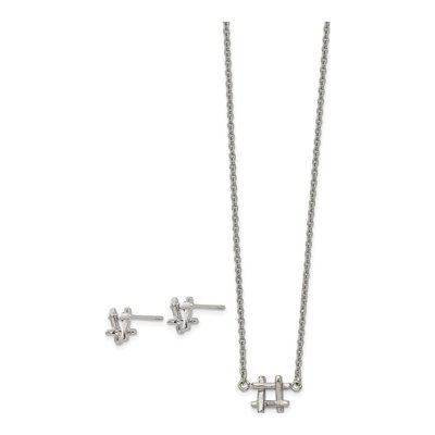 Stainless Steel HashTag Necklace & Earring Set – view 2
