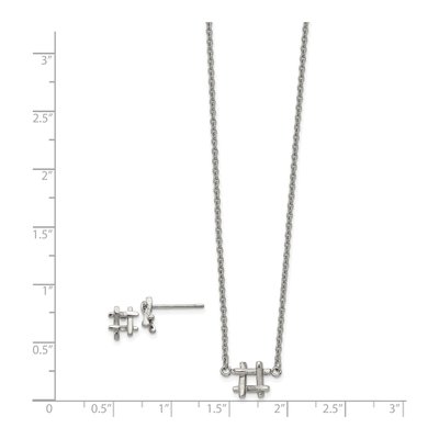 Stainless Steel HashTag Necklace & Earring Set – view 4
