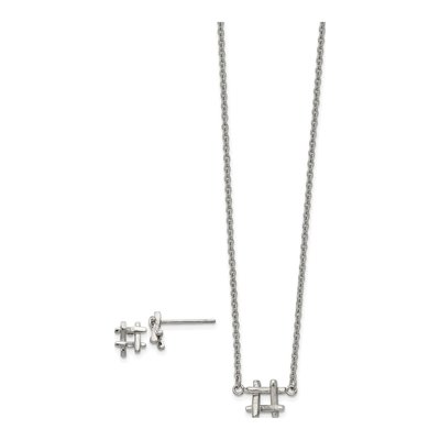 Stainless Steel HashTag Necklace & Earring Set