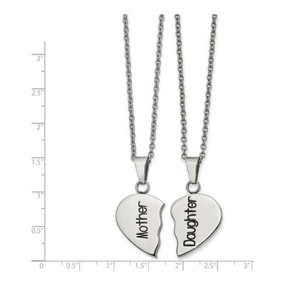 Stainless Steel Mother Daughter Heart Necklace Set – view 3