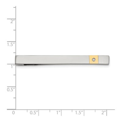 Stainless Steel Diamond Tie Bar, Yellow IP – view 6