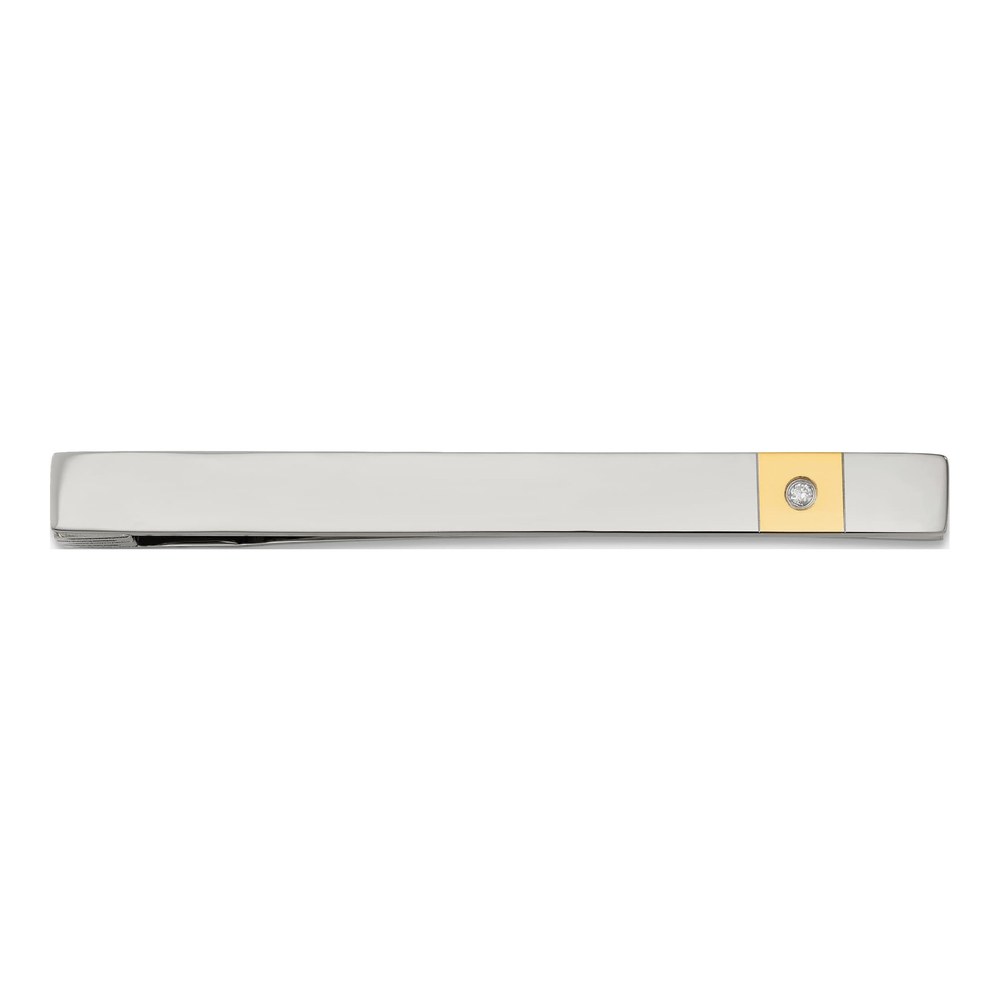 Stainless Steel Diamond Tie Bar, Yellow IP