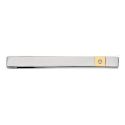 Stainless Steel Diamond Tie Bar, Yellow IP