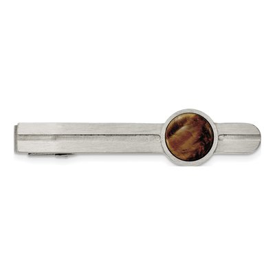Men's Stainless Steel Tiger's Eye Tie Bar