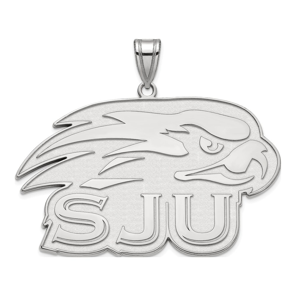 Sterling Silver Rhodium-Plated Logoart St Joseph's University Hawks Extra Large Pendant