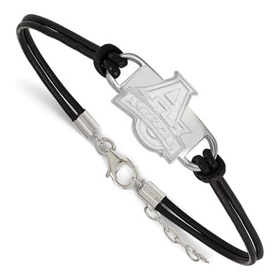 American University Sterling Silver Small Leather Bracelet