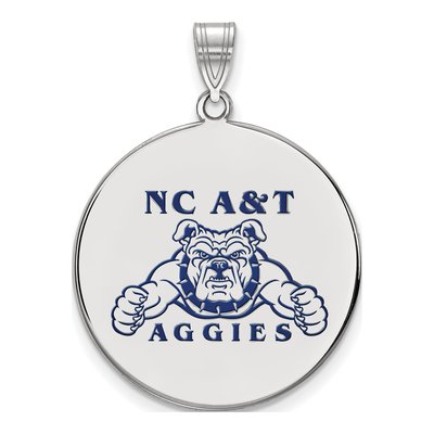 North Carolina A&T State University Sterling Silver Extra Large NC A&t Aggies Disc Pendant