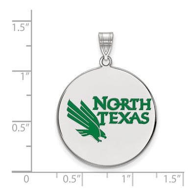 University of North Texas Sterling Silver Extra Large UNT Mean Green Disc Pendant – view 2