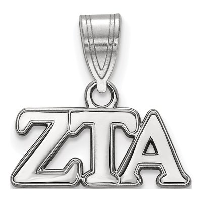 Zeta Tau Alpha Sterling Silver Sorority Greek Letters Medium Pendant