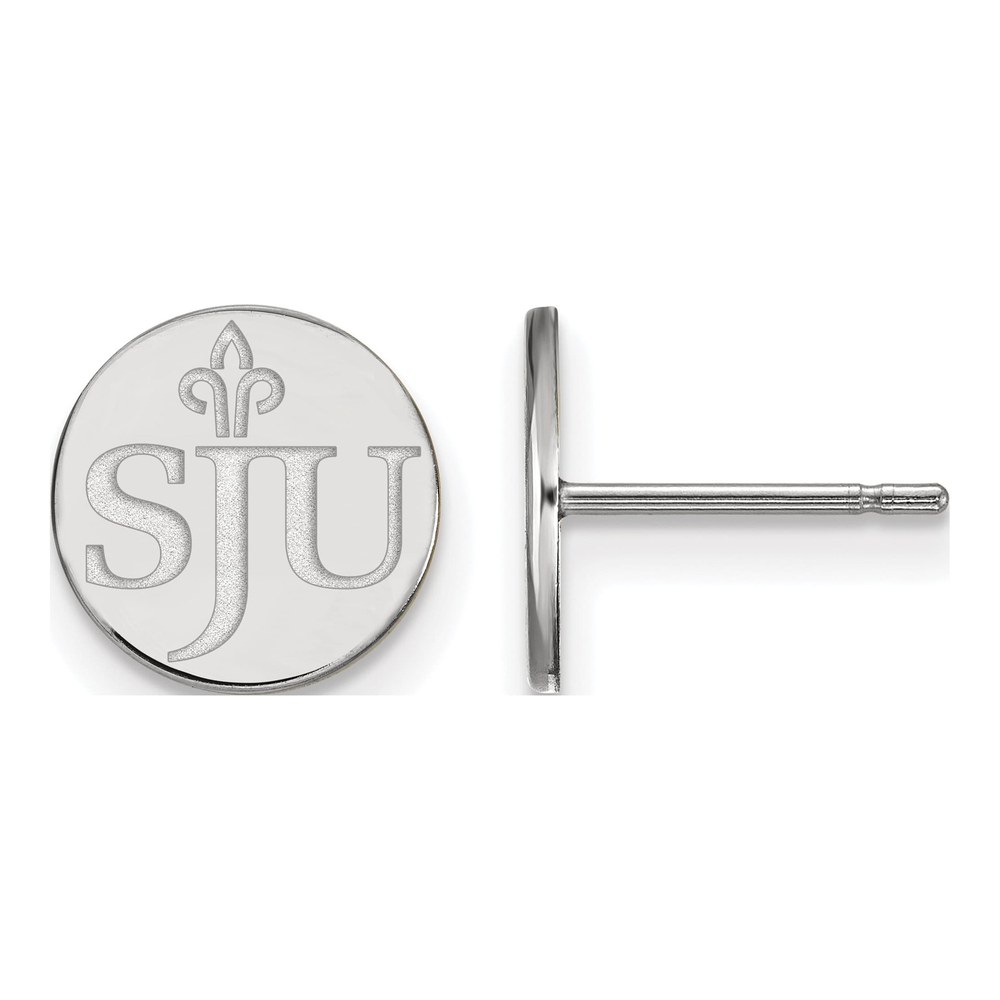 Sterling Silver Rhodium-Plated Logoart Saint Joseph's University S-J-U Extra Small Post Earrings