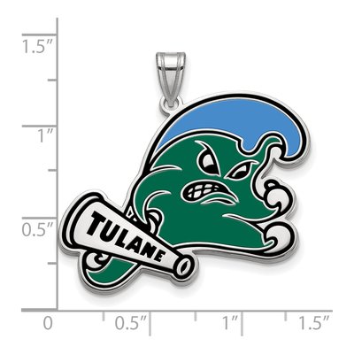 Tulane University Sterling Silver Extra Large XL Enameled Pendant – view 2