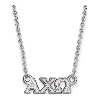 Alpha Chi Omega Sterling Silver Sorority Greek Letters Extra Small Necklace