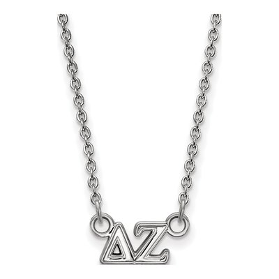 Delta Zeta Sterling Silver Sorority Greek Letters Extra Small Necklace