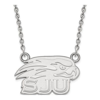 St Joseph's University Sterling Silver Small Hawks Pendant Necklace