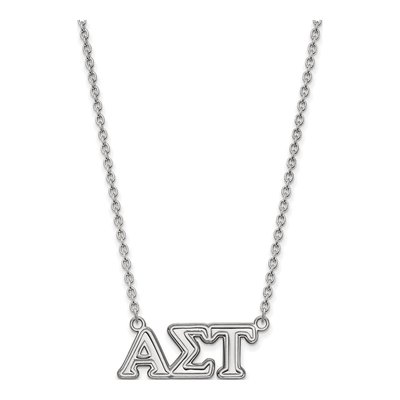 Alpha Sigma Tau Sterling Silver Sorority Greek Letters Medium Pendant Necklace