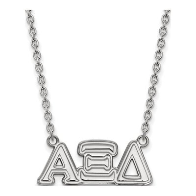Alpha Xi Delta Sterling Silver Sorority Greek Letters Medium Pendant Necklace