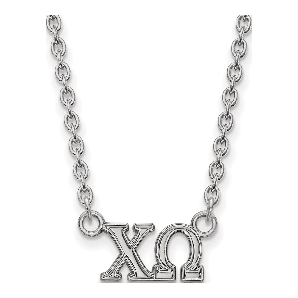 Chi Omega Sterling Silver Sorority Greek Letters Medium Necklace