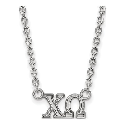 Chi Omega Sterling Silver Sorority Greek Letters Medium Necklace