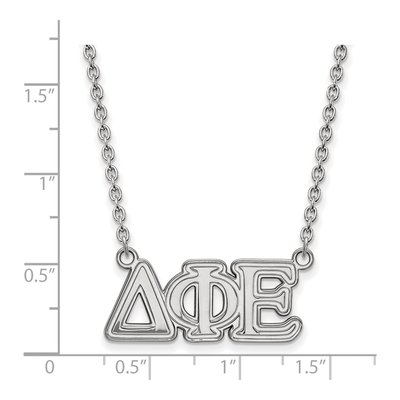 Delta Phi Epsilon Sterling Silver Sorority Greek Letters Medium Pendant Necklace – view 2
