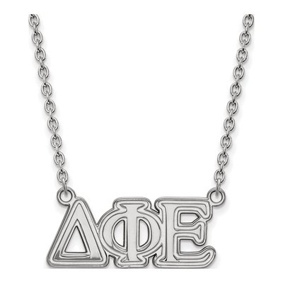 Delta Phi Epsilon Sterling Silver Sorority Greek Letters Medium Pendant Necklace