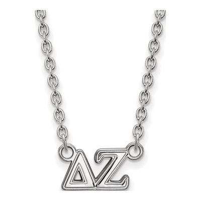 Delta Zeta Sterling Silver Sorority Greek Letters Medium Necklace