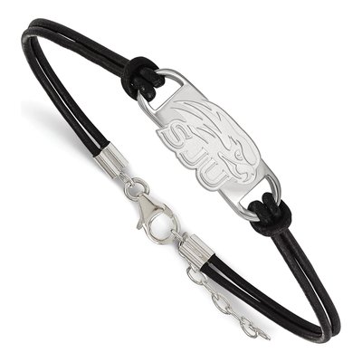 St Joseph's University Sterling Silver Small St Hawks Leather Bracelet