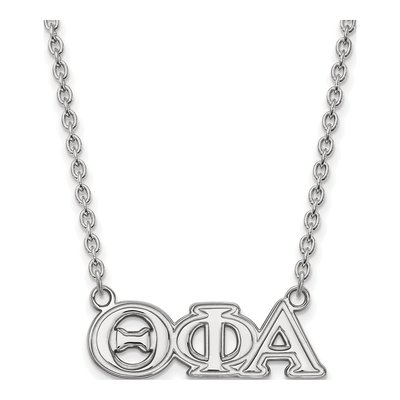 Theta Phi Alpha Sterling Silver Sorority Greek Letters Medium Pendant Necklace