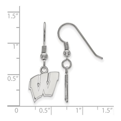 University of Wisconsin Sterling Silver Badgers Letter W Earrings – view 2