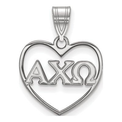 Alpha Chi Omega Sterling Silver Medium Heart Pendant