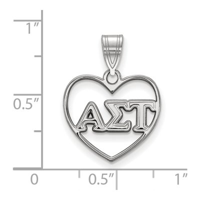 Alpha Sigma Tau Sterling Silver Medium Heart Pendant – view 2