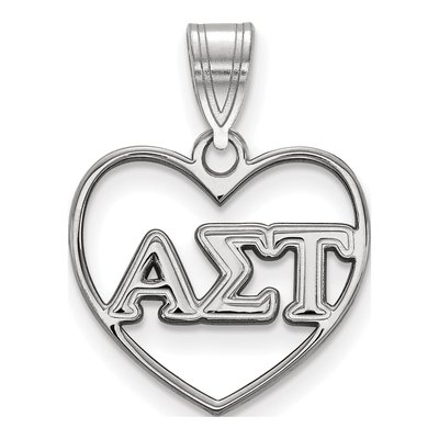 Alpha Sigma Tau Sterling Silver Medium Heart Pendant