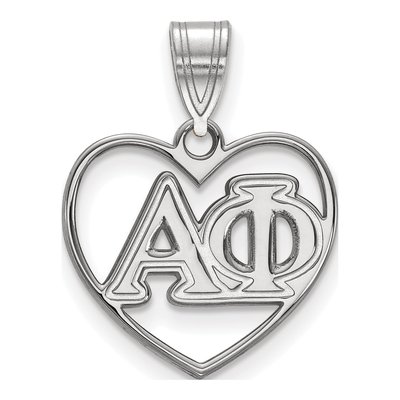 Alpha Phi Sterling Silver Medium Heart Pendant