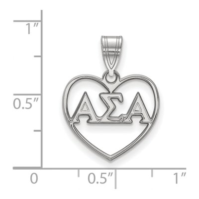 Alpha Sigma Alpha Sterling Silver Medium Heart Pendant – view 2