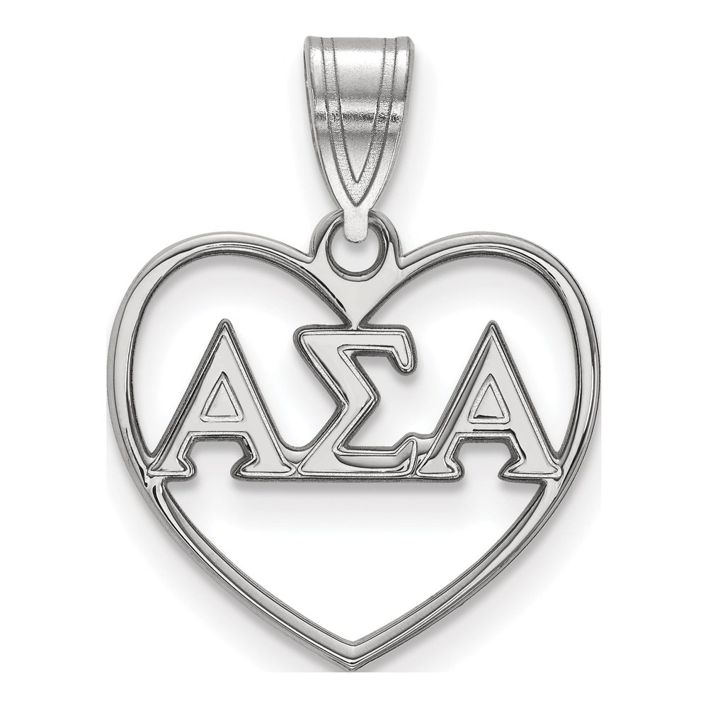Alpha Sigma Alpha Sterling Silver Medium Heart Pendant