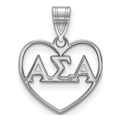 Alpha Sigma Alpha Sterling Silver Medium Heart Pendant