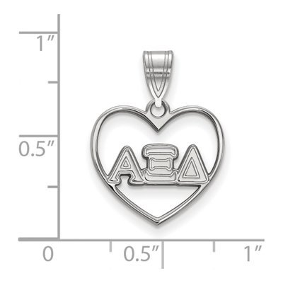 Alpha Xi Delta Sterling Silver Medium Heart Pendant – view 2