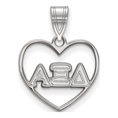 Alpha Xi Delta Sterling Silver Medium Heart Pendant