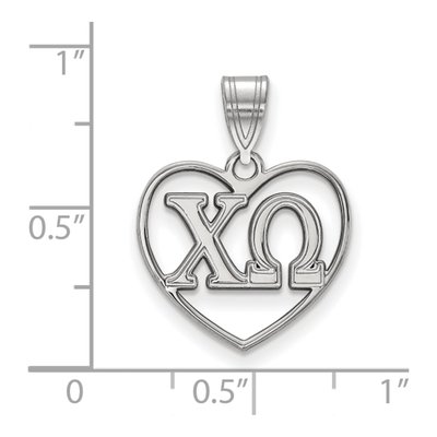 Chi Omega Sterling Silver Medium Heart Pendant – view 2