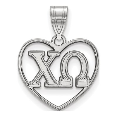 Chi Omega Sterling Silver Medium Heart Pendant